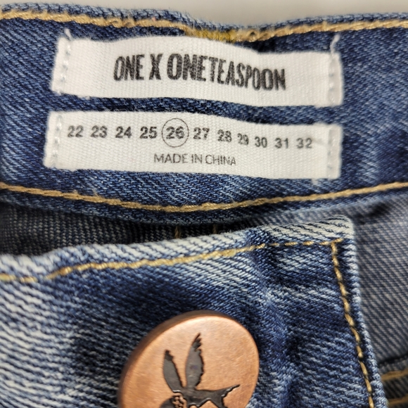 One Teaspoon Awesome Baggies Mid Rise Distressed Destroyed Straight Tapered Jean - Picture 6 of 10